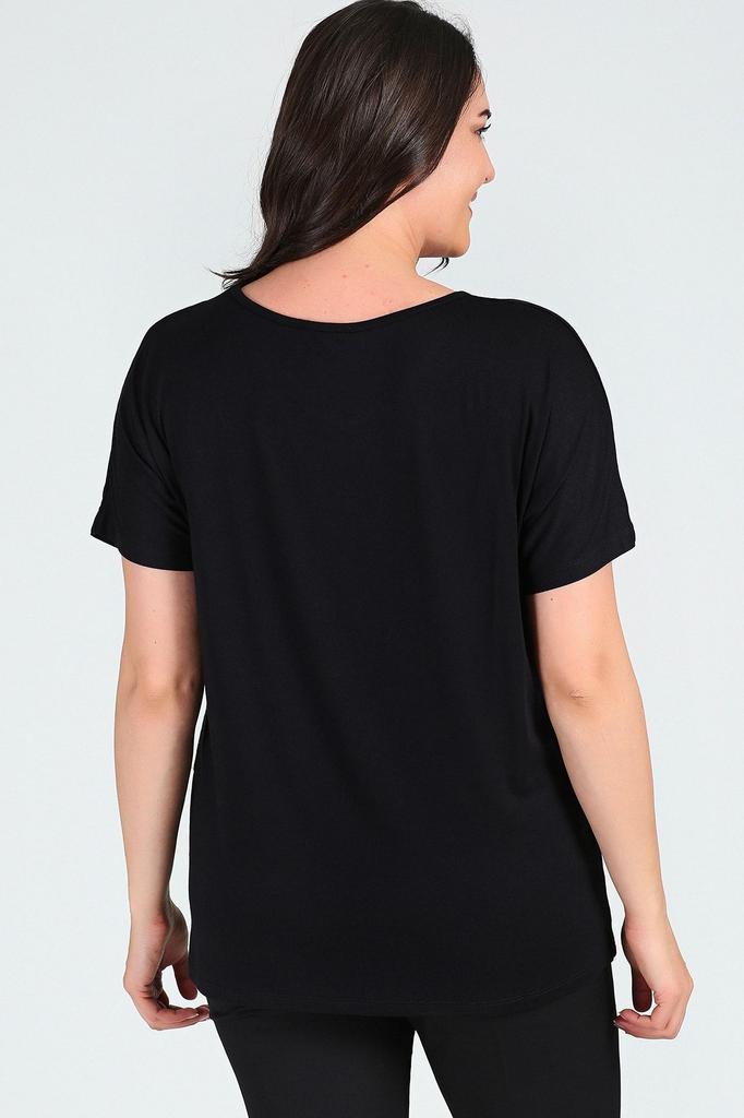 Women's Big Size Blouse Plus Size Glitter Detailed Short Sleeve Blouse