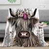 1pc Highland Cattle Blanket Skin-Friendly Soft Blanket Flannel blanket  New for Bithday Gift Home Sofa Chair Decoration