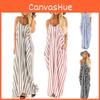 Comfortable And Oversized Women Summer Striped Long Maxi Dress For Casual Beach Days