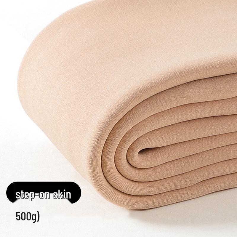 Women's Nude Color Velvet-Lined Leg Warmers, Thick and Cozy, Perfect Base Layer for Spring and Autumn, Suitable for Shorter Lengths.