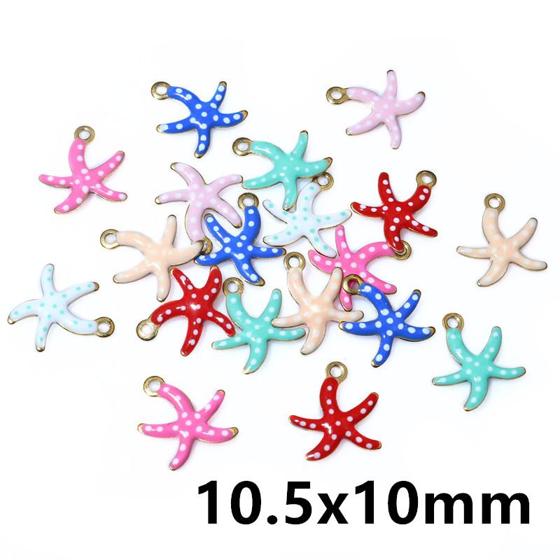 20pcs Random Mix Cute Stainless Steel Enamel Charms Pendant Fish Starfish Flower Evil Eyes DIY Jewelry Making Accessories