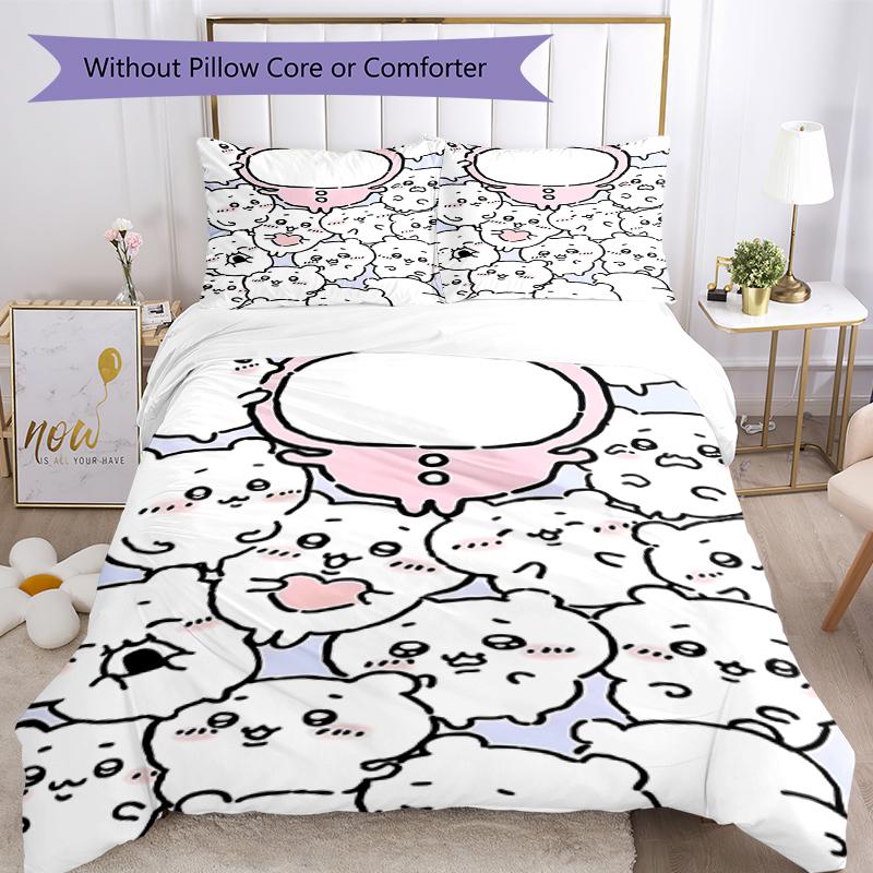 3pcs Usagi Bedding Set Duvet Cover Closure Includes 1 Duvet Cover & 2 Pillowcases, Soft and Comfortable for All Seasons.