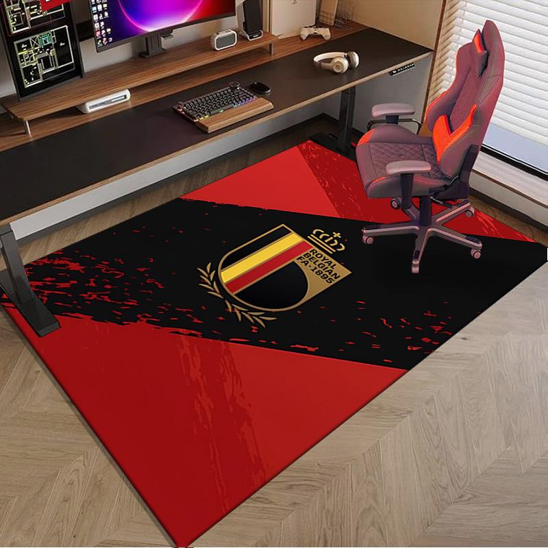 Belgian Football Association Emblem Area Rug Office rug, Chair Rug, Decor Carpet Livingroom bedroom Mat, Large Size Fan gifts Christmas gifts