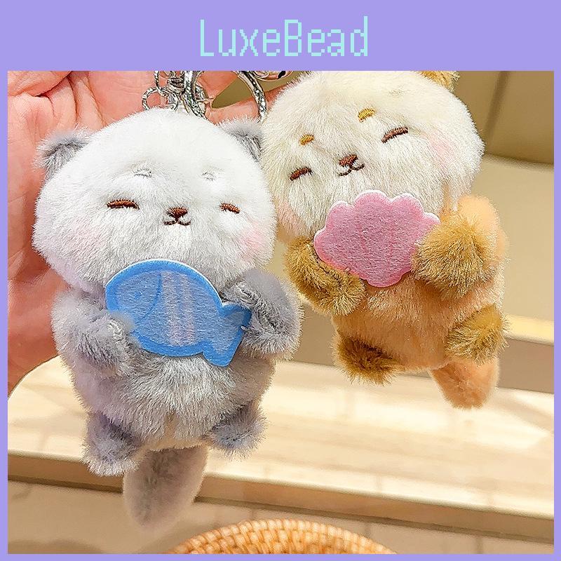 Jinnew Lamb Adorable Cat Take Seashell Otter Little Bear Plush Animal Keychain