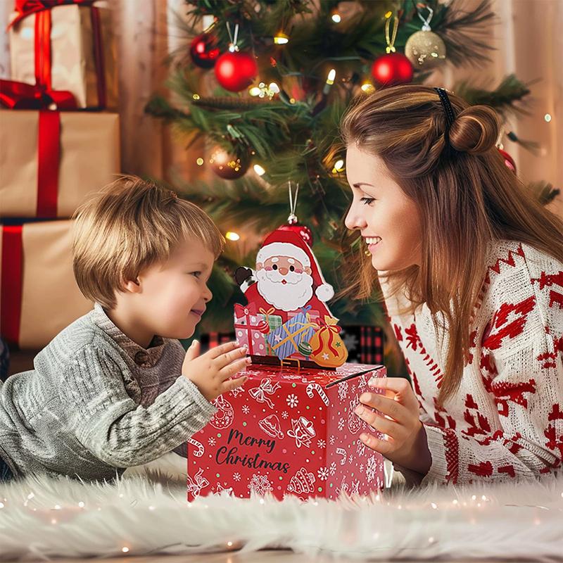 WTEMPO DIY Christmas Gift Boxes Foldable Wedding Birthday Surprise Party Money Box for Cash Money Roll Gift Box Pull Out Kit Christmas Party Supplies