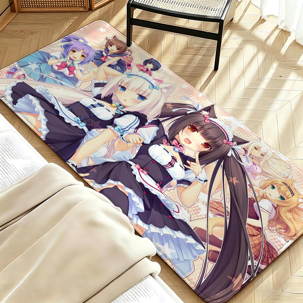 Game N-Nekopara Floor Mat Soft Flannel Entrance Door Mat Non Slip Absorbent Bathroom Bedroom Floor Rug