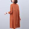 2024 Casual Loose-Fit Pure Cotton Dress for Middle-Aged Women: Long-Sleeved, Belly-Covering, Age-Reducing for Spring and Autumn