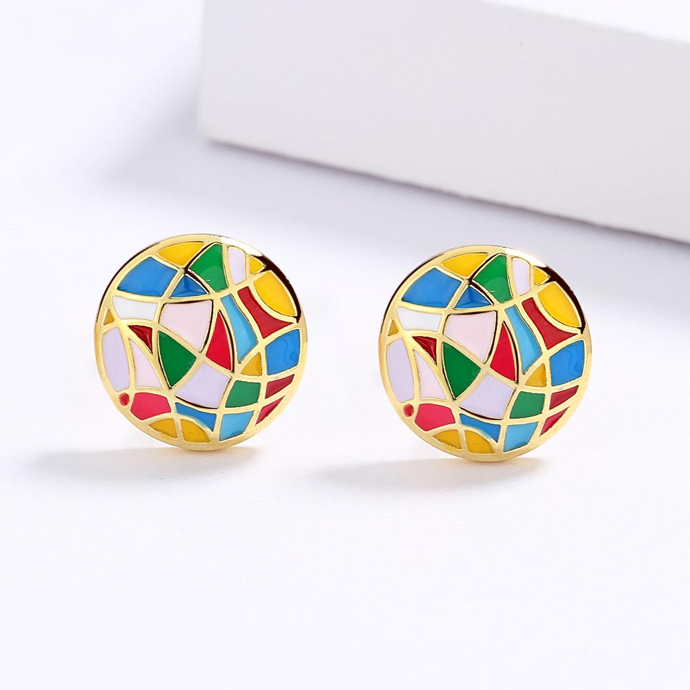 High Quality Exquisite Epoxy Irregular Pattern Hoop Handmade Enamel Earrings Jewelry Birthday Party Bridal Gift