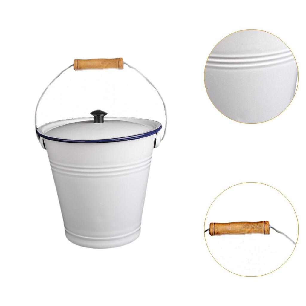 Enamel Bucket Ice with Lid Rustic Rice Container Liquid Storage Cans for Bridal