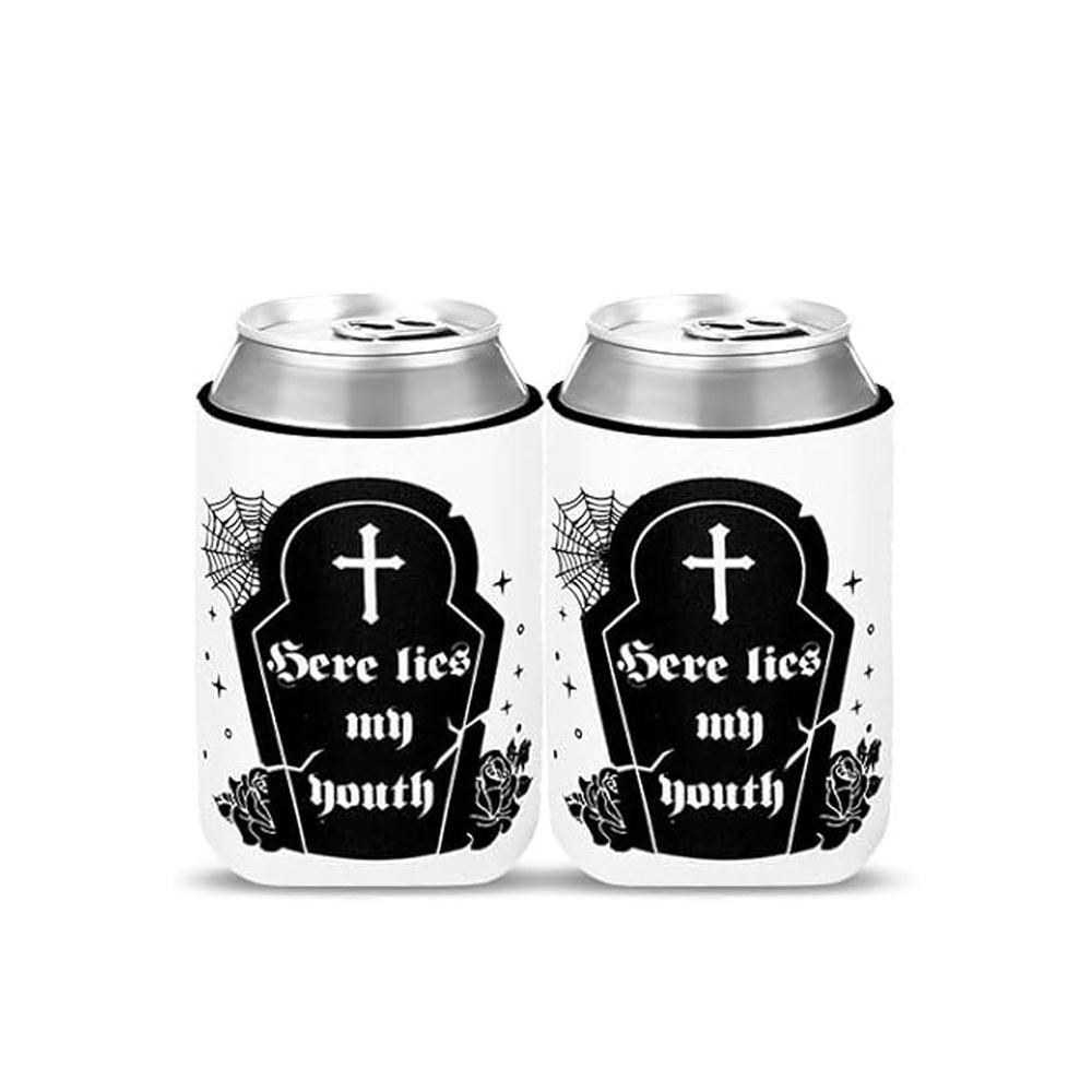 2Pcs Death To My 20s Can Coolers Spooky Scary Skull Halloween Party Gothic for Youth Bachelorette Decorations Bride To Be Gifts