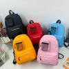 Modern Korean Style Kids Canvas Backpack Lightweight Large Capacity For School Age 3 To 6 Years