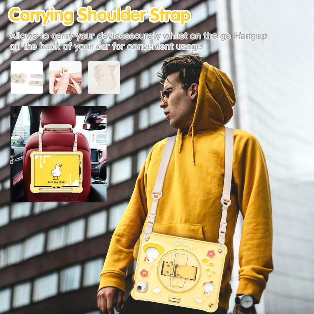 For iPad Air 11 (2025)/(2024)/Air (2022)/(2020)/Pro 11 (2022)/(2021)/(2020)/(2018) Case with Shoulder Strap Kickstand Cover