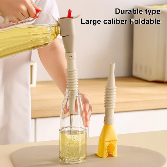 Entonnoir en Silicone pour Cuisine, Entonnoir à Huile Pliable avec Bec Flexible, Ajustement Universel pour Bouteille pour Remplir Huile Sauce, Outil de Versement Anti-fuite