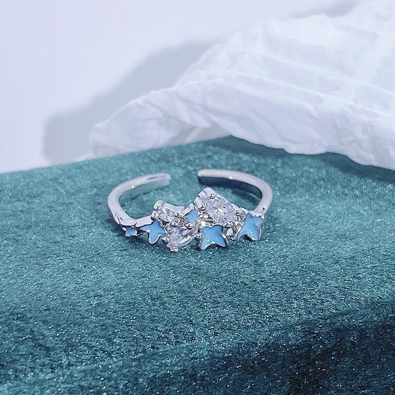 Small Fresh Enamel Oil Dripping Butterfly Cool Feeling Open Ring Women'S High Sense Stacking Wearing Niche Design Ring