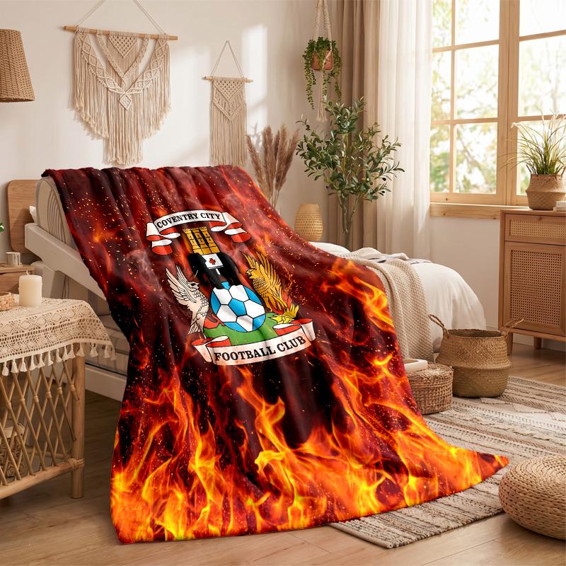 Coperta in Flanella con Stampa Coventry City Calcio Morbida Calda Coperta da Divano Letto per Casa Ufficio Camera da Letto