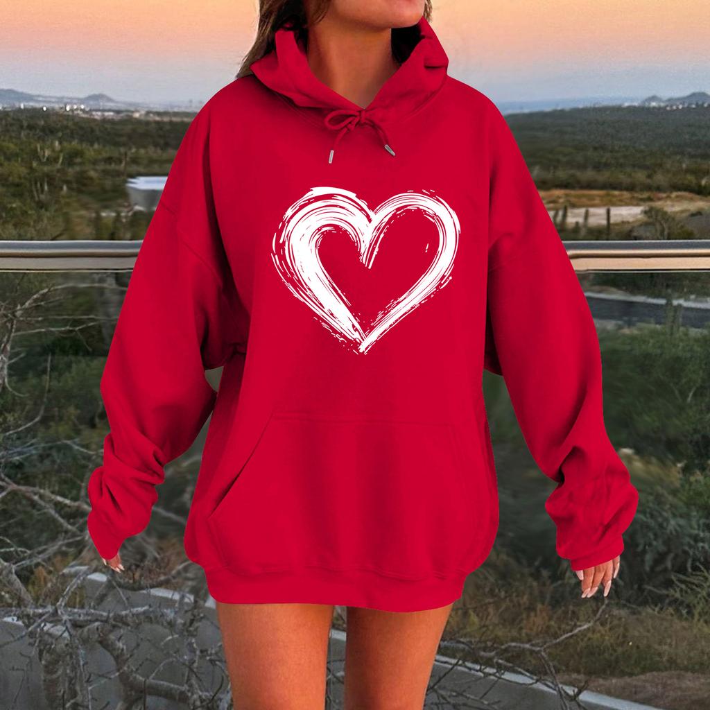 Damska luźna wygodna casualowa modna bluza z kapturem z długim rękawem z nadrukiem postaci