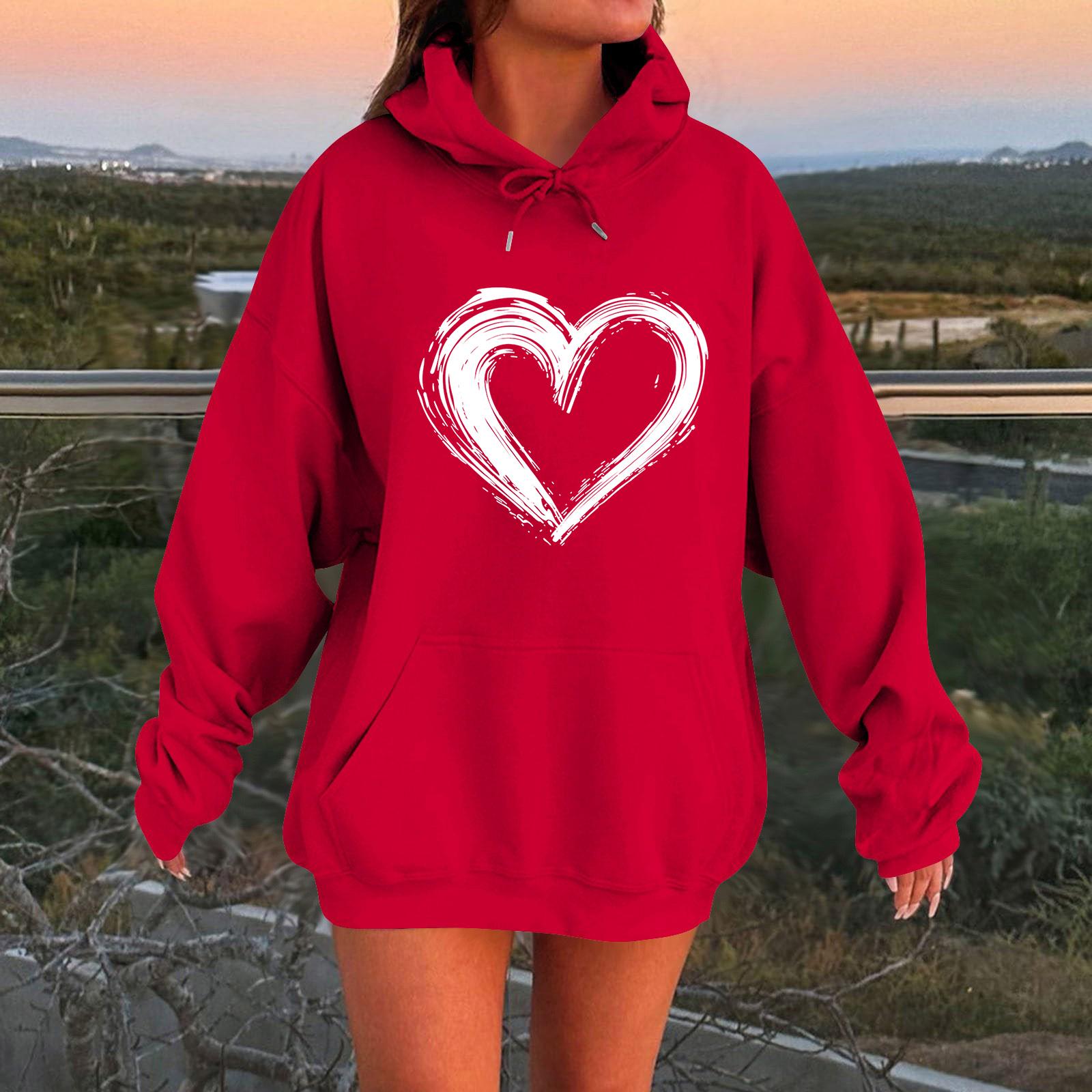 

Женский свободный удобный повседневный модный свитшот с капюшоном и длинными рукавами с принтом персонажа XXL киноварь