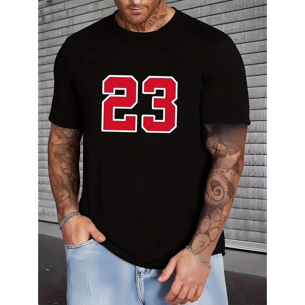 100% pure cotton men's summer loose size casual 23 printed comfortable and breathable round neck short sleeved T-shirt top