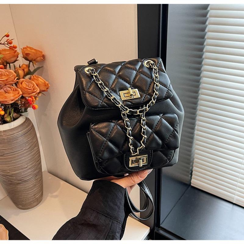 

Ромбовидная вышивальная нить маленький школьный рюкзак женский весенний новый простой рюкзак на цепочке универсальный маленький рюкзак