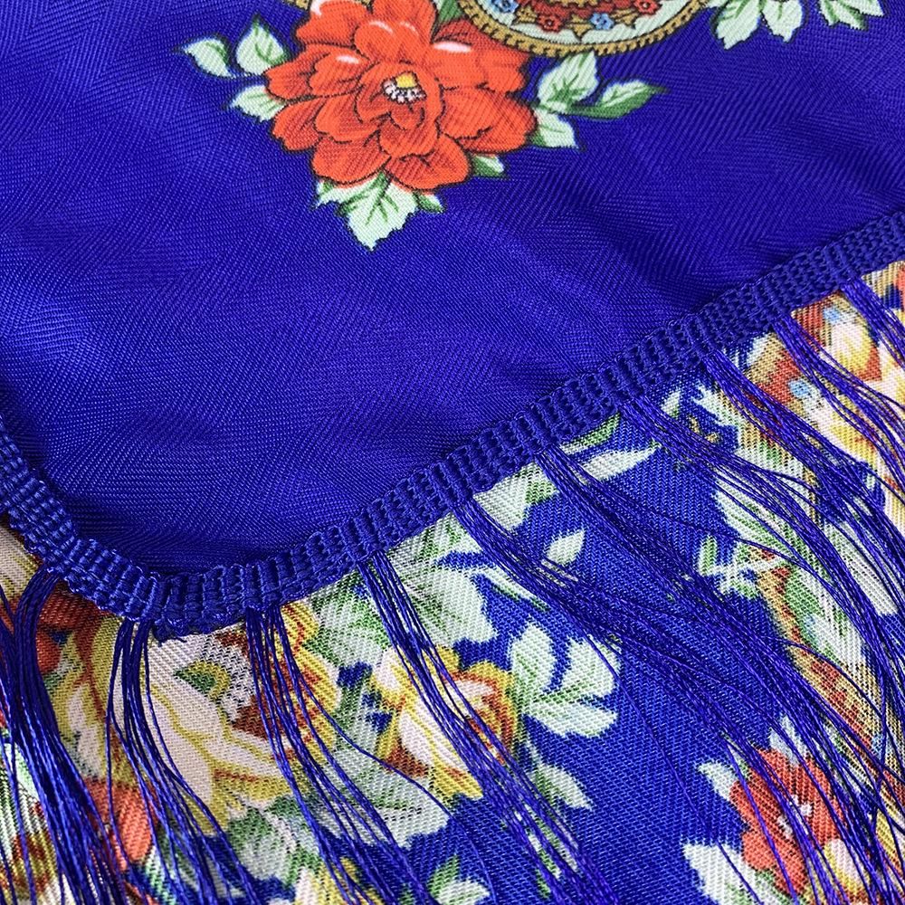 Women's Ethnic Style Printed Shawl Scarf with Tassels - Autumn/Winter Retro Large Square Scarf