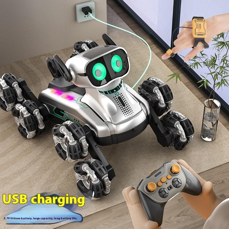 Special Effects Remote Control Mechanical Dog Gesture Sensing Lighting Music Eight Wheel Swing Arm Electronic Pet Children'S Toy