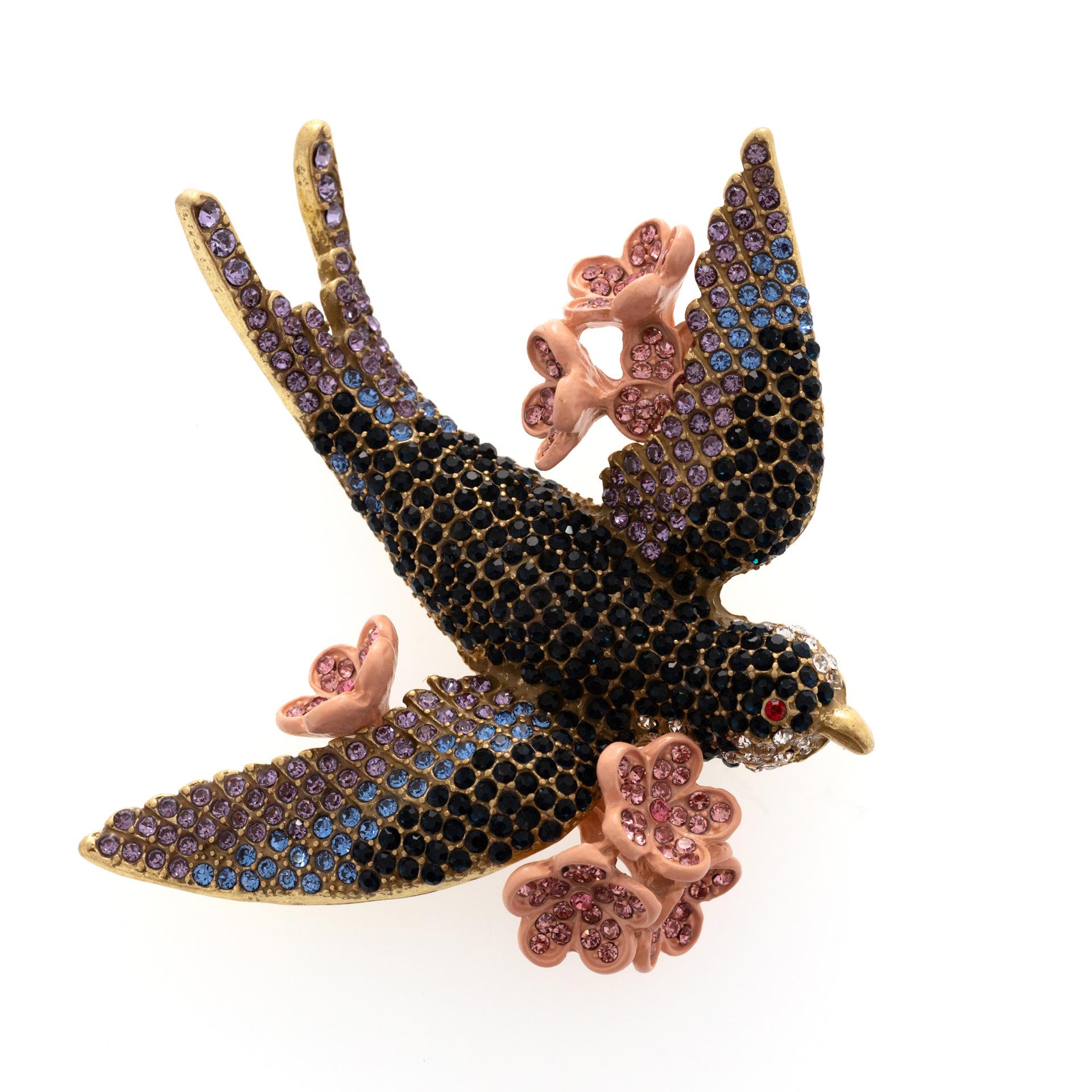 Брошь в средневековом стиле, дворцовый ретро, высокий класс, с датчиком птиц, животное, цветок, универсальный эмалевый дизайн, модный тренд, женская