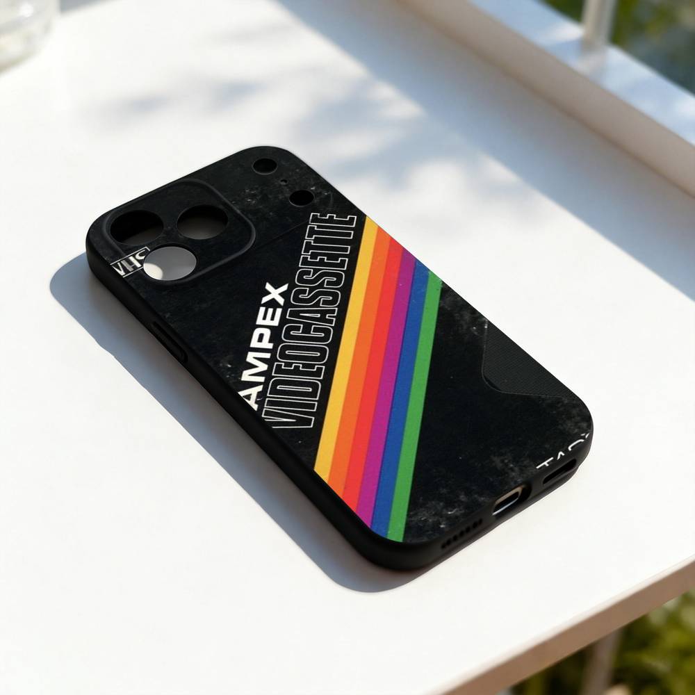 

Retro V-VHS Video Cassette Phone Case For iPhone 11,12,13,14,15,16,17,Pro,Max,Plus,E,SE4,Air,Mini Black Soft Cover iPhone12mini