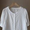 Bi Zheng 2025 Summer Korean Lace Embroidered Bubble Sleeve Women's Shirt