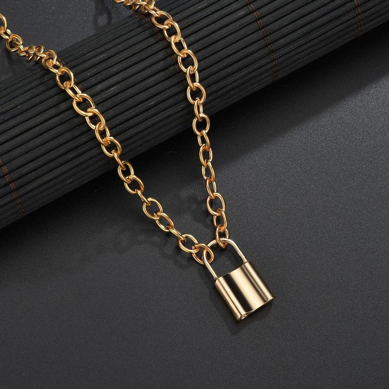 SUMENG 2024 New Fashion Silver Color PadLock Pendant Necklaces Link Chain Lock Femme Collar For Women Men Gifts