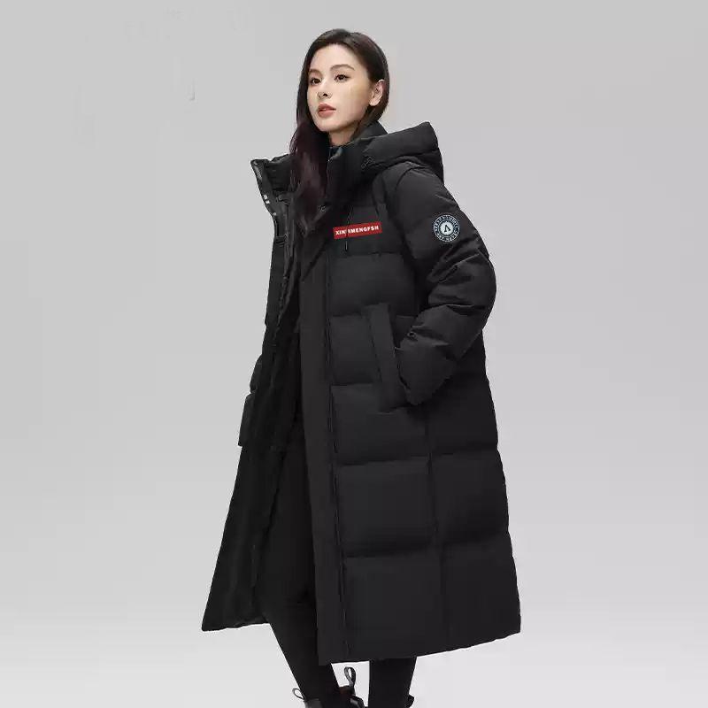 2026 Winter Warm Long Puffer Coat Couples Unisex Hooded Stand Collar Loose Fit Cotton-Padded Jacket