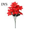 Indoor Holiday Ornament for Mantel Artificial Poinsettia Flowers, Christmas Red Bouquet with Berries, Faux Silk Maintenance Free Plant Decor