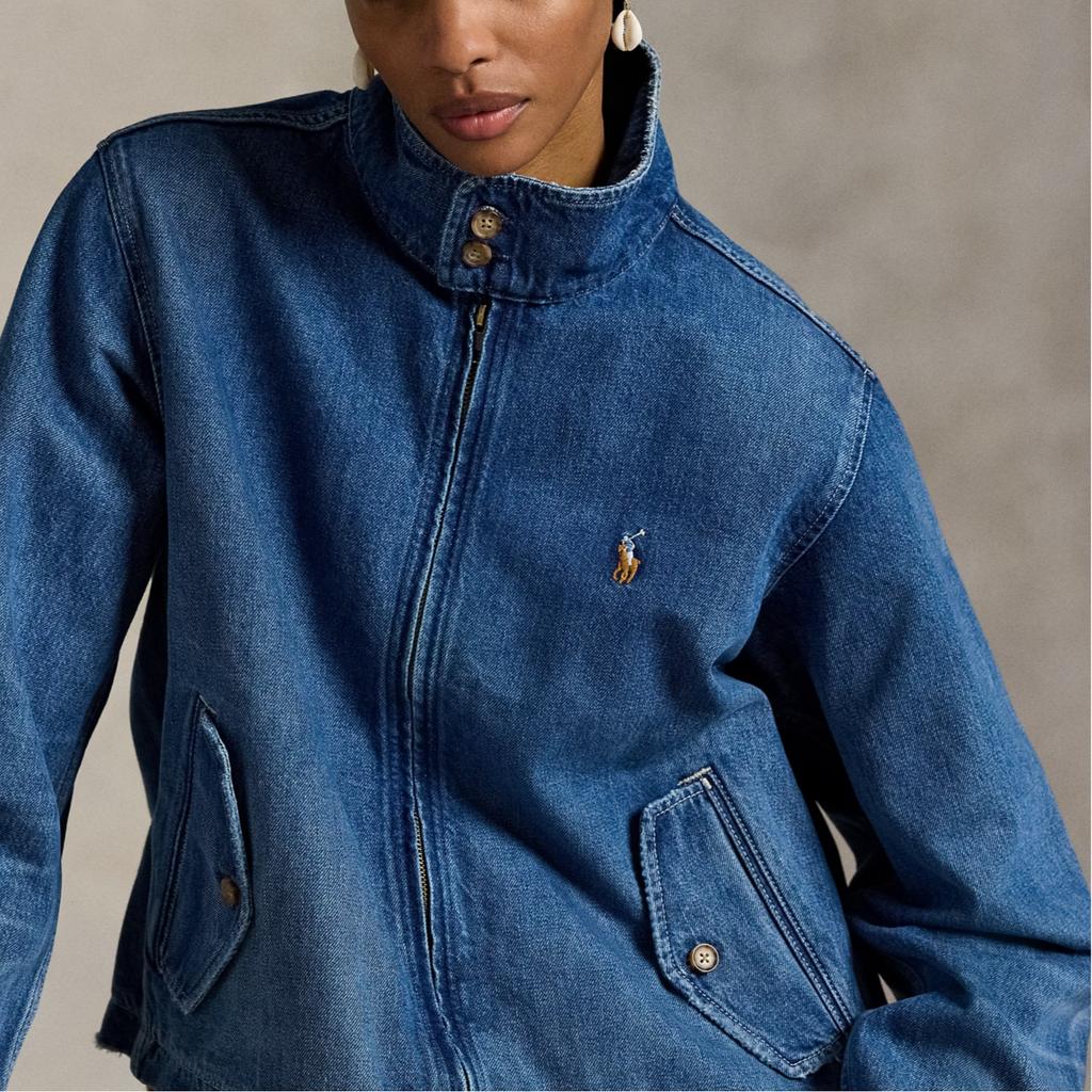 Polo Ralph Lauren Loose Fit Zip Up Long Sleeve Denim Jacket Women jackets 211971227-001