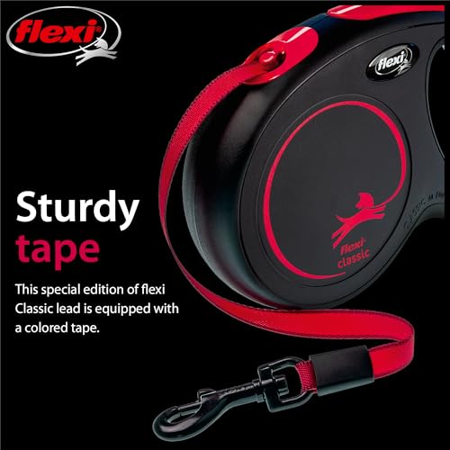 Flexi Classic Tape Dog Lead, Medium (Under 25kg), 5m, Blackfire