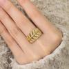 Huitan Eternity Leaf Design Finger Rings for Women Sparkling Crystal Cubic Zirconia 3 Metal Colors Luxury Trendy Wedding Jewelry