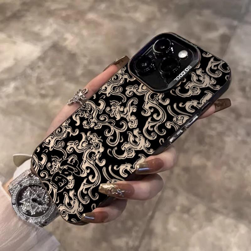 Dragon Pattern Rich Character Is Suitable for Apple 16 Mobile Phone Case Iphone15plus New 14promax Premium 13 Color Silver Case