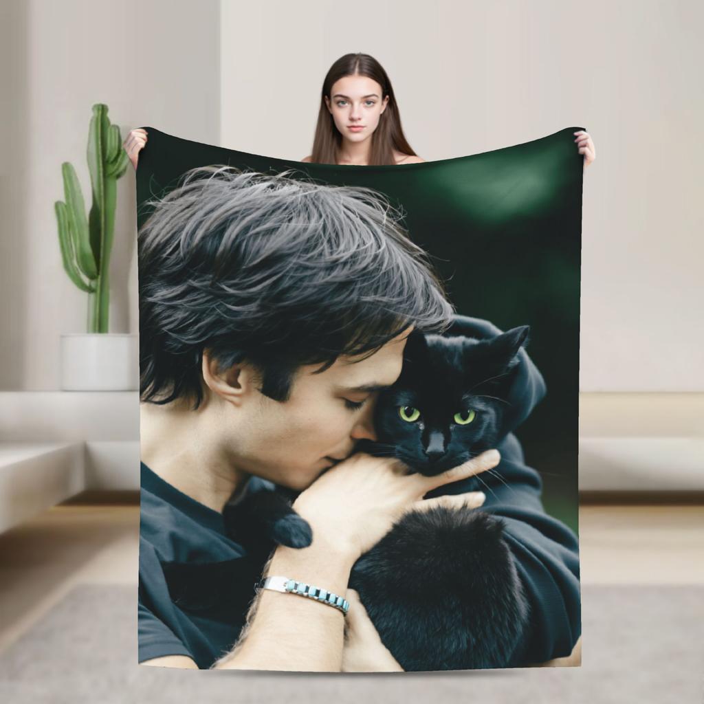 The Vampire Diaries Damon salvatore Blanket Super Warm Plush Bedding Throws For Home Decor Travel Office Flannel Bedspread Bed