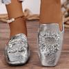 Silver Mules Women's Slippers 2025 Summer Fashion Crystal Slippers Ladies Outdoor Flip Flops Shoes Women Square Toe Flat Sandals
