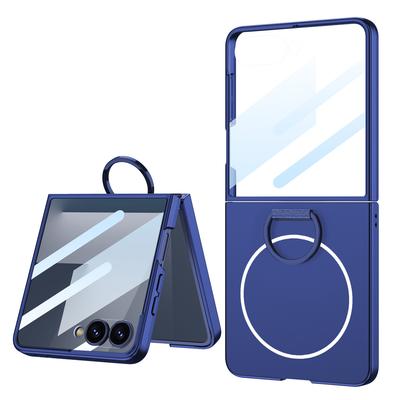 Luxury Slim Magsafe Phone Case for Samsung Galaxy Z Flip 7 Flip7 360 Built-in Screen Protector Full Protection Ring Holder Cover