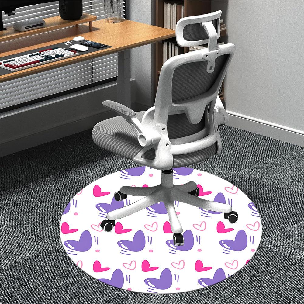 

1pc Heart-patterned Chair Carpet for Office Non-Slip, Machine Washable Rug for Office, Room - Polyester, Machine Made yy251029202 80cm by 80cm