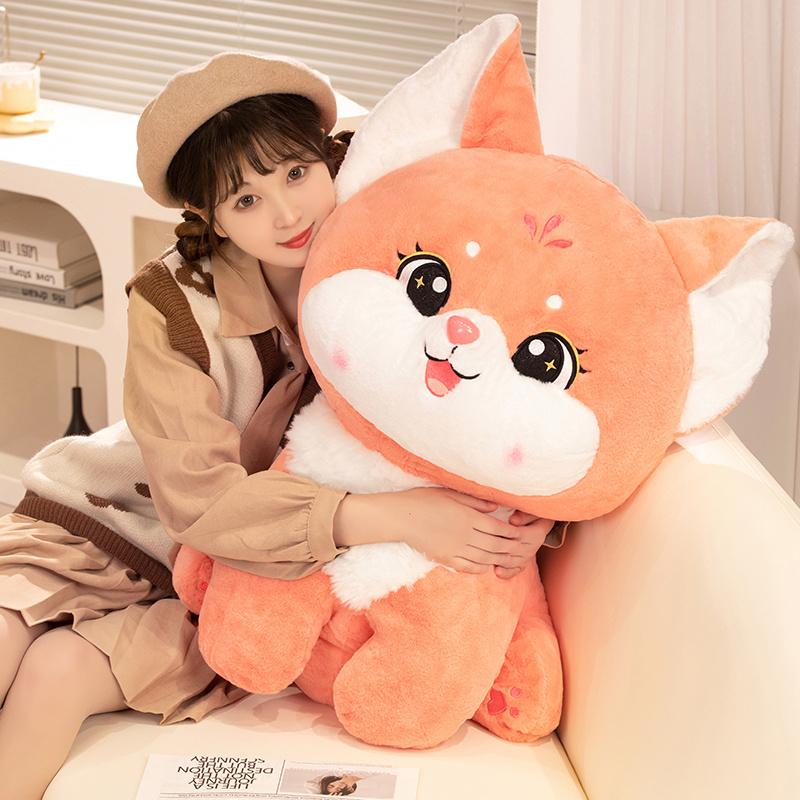 Bambola Volpe Carina con Coda Lunga Peluche Giocattolo Morbido Abbracciabile Volpe Cartone Animato Regalo Perfetto Regalo di Natale