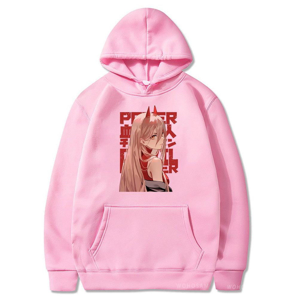 Harajuku Anime Chainsaw Man Power Hoodies Kawaii Manga Patchwork Hooded Tops for Men Women Fashion Long Sleeves Sweatshirts