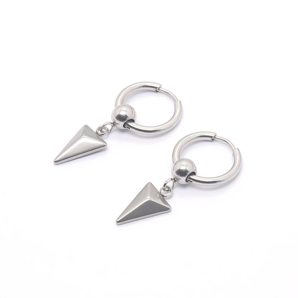 Unisex Minimalist Stainless Steel Cone Pendant Earrings