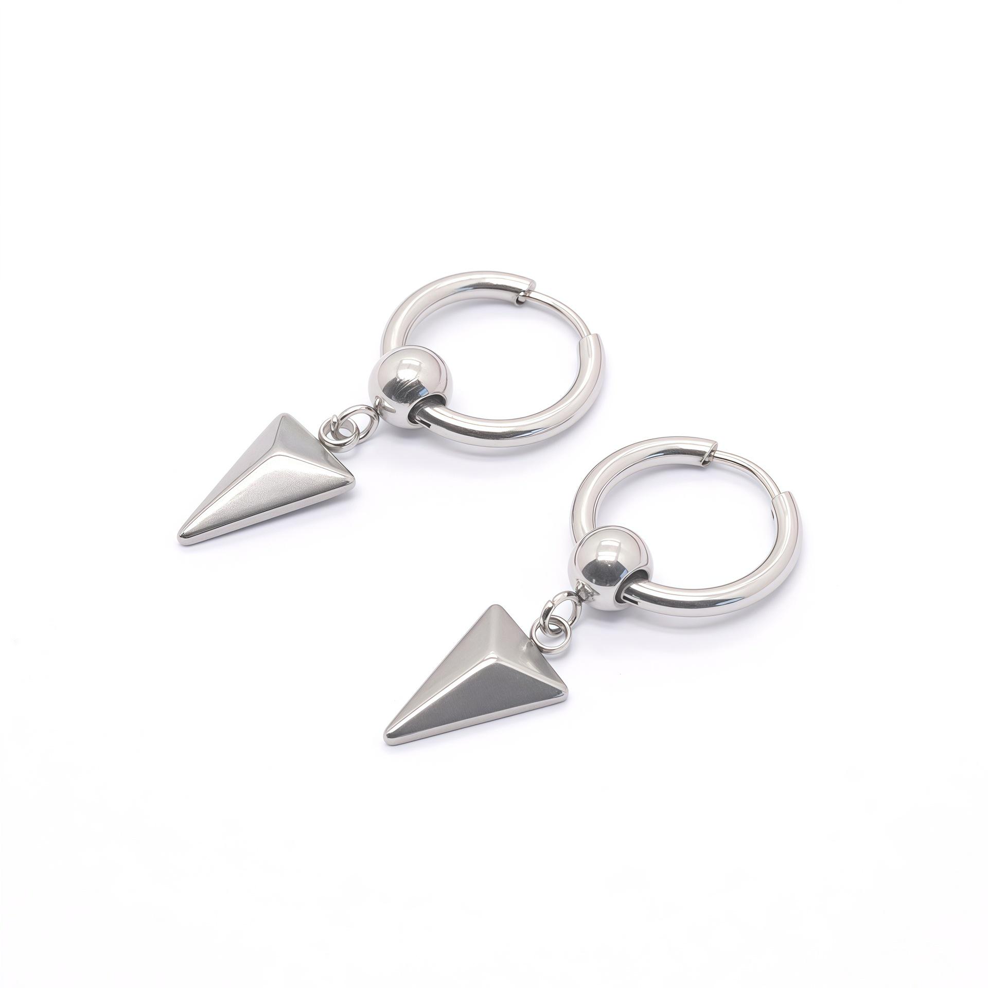Unisex Minimalist Stainless Steel Cone Pendant Earrings