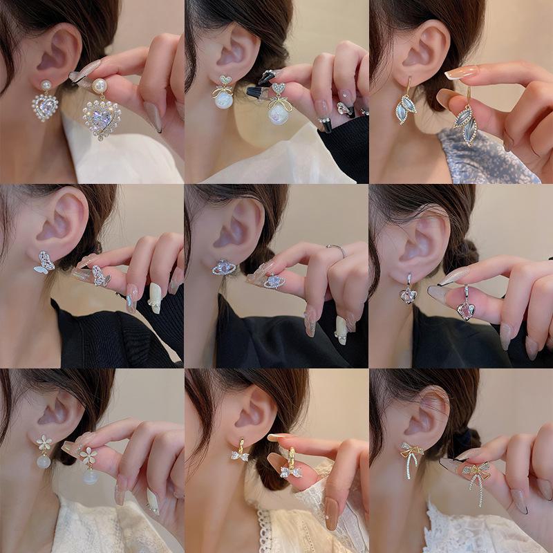 Exquisite S925 Silver Bow Earrings - Korean Micro-Inlaid Design