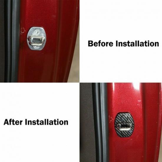 4X Carbon Fiber Door Lock Covers Protection for 14-18 Chevy Silverado/GMC Sierra