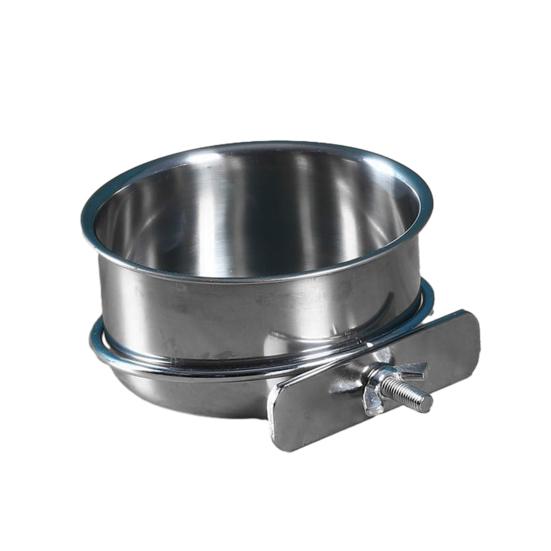 Bird Feeding Bowl Stainless Steel Cup with Clamp Parrot Feeder Birdcage Feeder Food Water Dish Pet