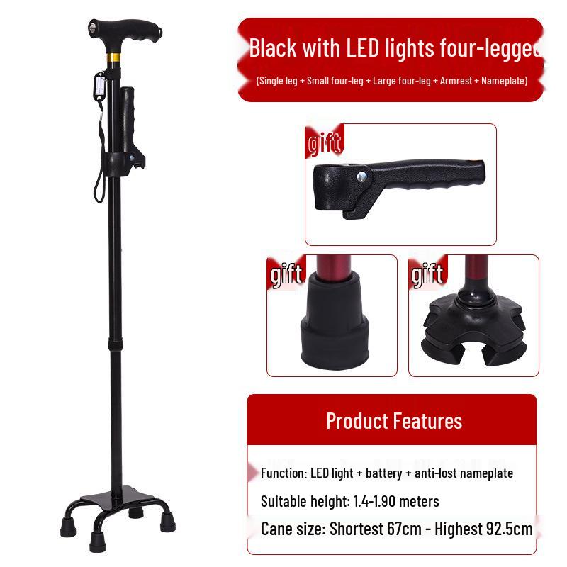 Yunxiang Retractable Non-slip Aluminum Walking Cane with LED Light