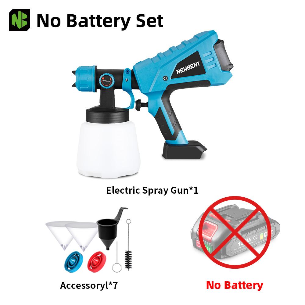 1000ML Pistol de pulverizare electric fără fir, portabil, de înaltă eficiență, pentru uz casnic, cu acoperire de oțel, pentru vopsit, pentru baterie de 18V
