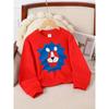 European sizes Girls' Stylish Crewneck Sweatshirt with Blue Lion Face Print, Long-Sleeved Casual Top for Young Girls