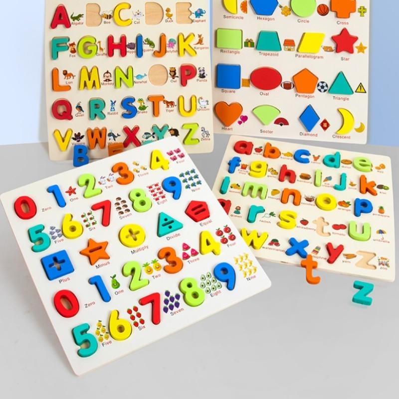 Wooden Educational Puzzle Upper Case Lower Case Letters For Family Game Children Preschoolers Toy